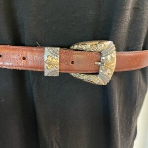 Vintage Southwestern leather belt- Medium